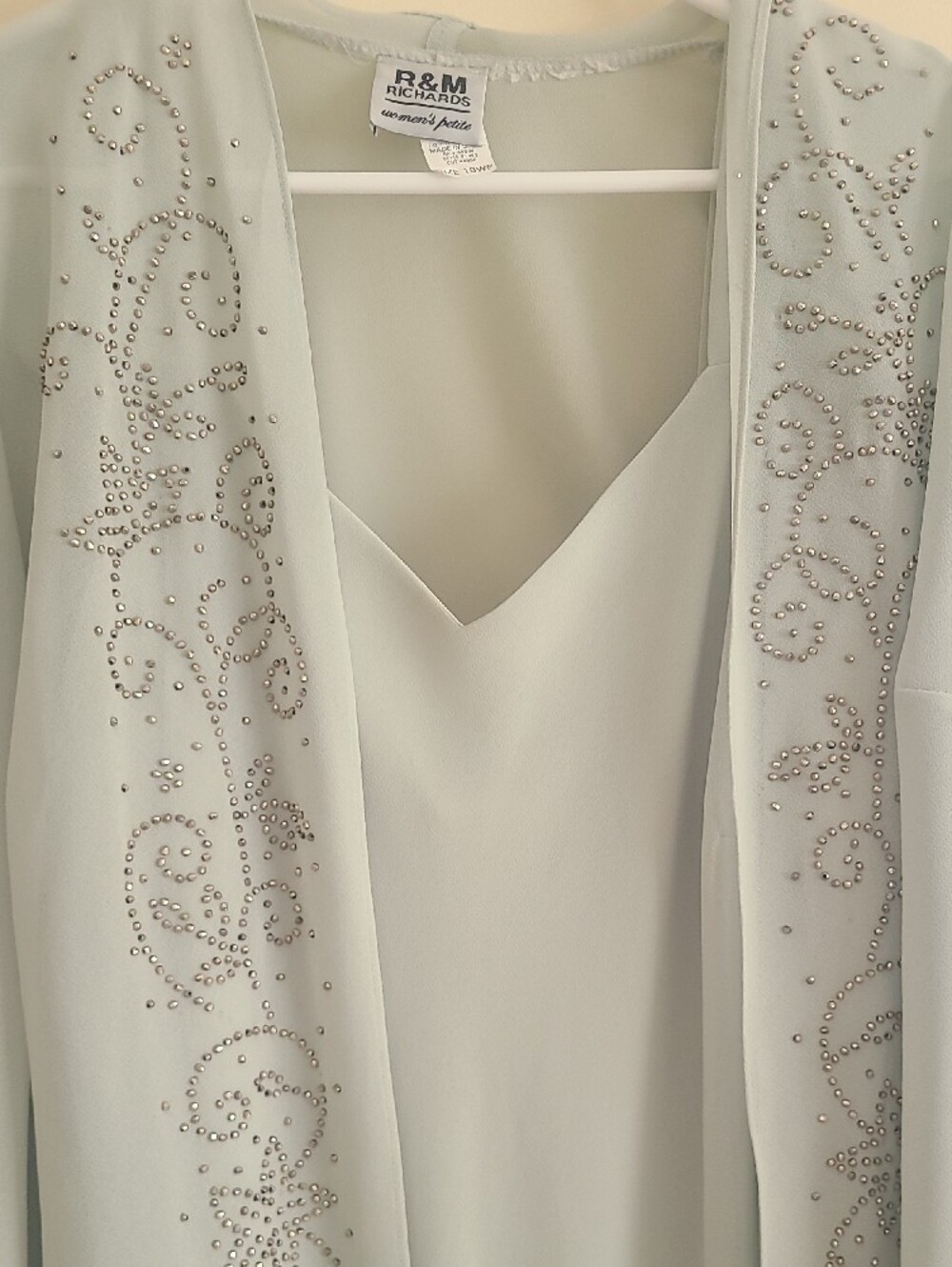 R&M Richards Pale Green Beaded Midi Dress with Overlay Jacket - Picture 4 of 6